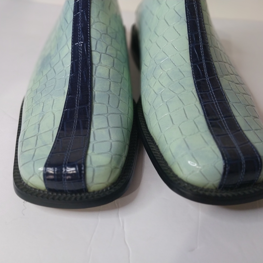 SEBASTA ITALIANO Men"s Shoes 9.5 Blue Croc-Embossed Slip-On Loafers - Picture 4 of 10